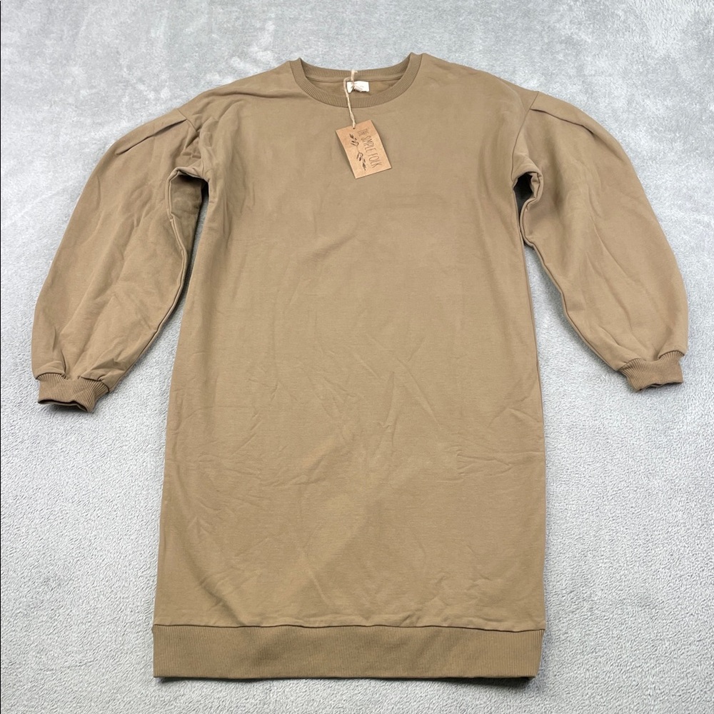 NEW‎ The Simple Folk 2 Organic Cotton Stretch Brown The Oversized Sweater Dress